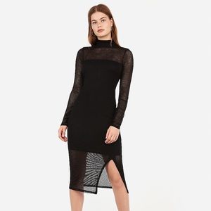 COPY - Express Mock Neck Ribbed Midi Sheath Dress